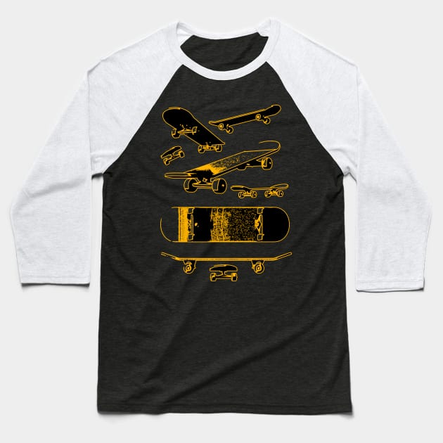 Skateboards Baseball T-Shirt by AKdesign